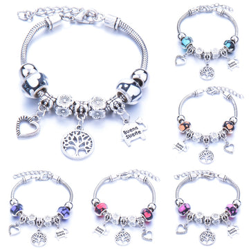 Antique Original Heart-Shaped buena suehe Charm Bracelets For Women Glass Beads Brand Bracelet & Bangle DIY Jewelry Gifts daiiibabyyy